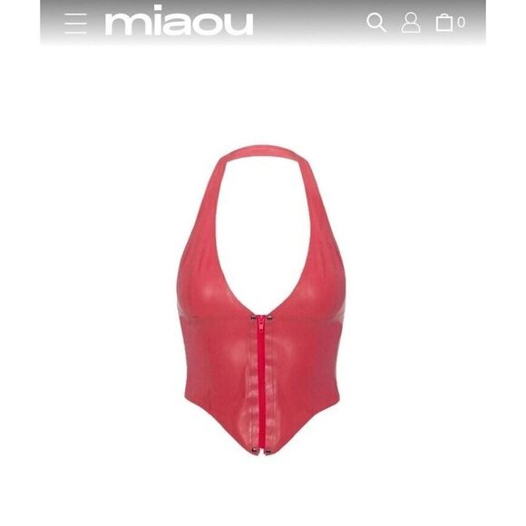 Miaou Mara Corset Top Cami Latex Strawberry Red Fetish Sz XL NWT $295 Revolve - Picture 4 of 10